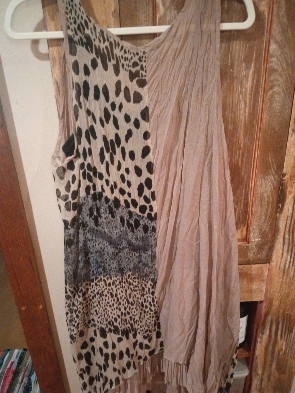 2 Pieces Pretty Angel Beige and Black Asymmetrical Animal Print Dress
